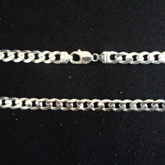 Preloved 8mm Thick Sterling Silver Chain Unisex Necklace SOLID 925 Silver ITALY - Picture 1 of 3